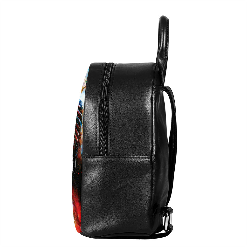 Galaxy Native Indian Woman Print Leather Backpack