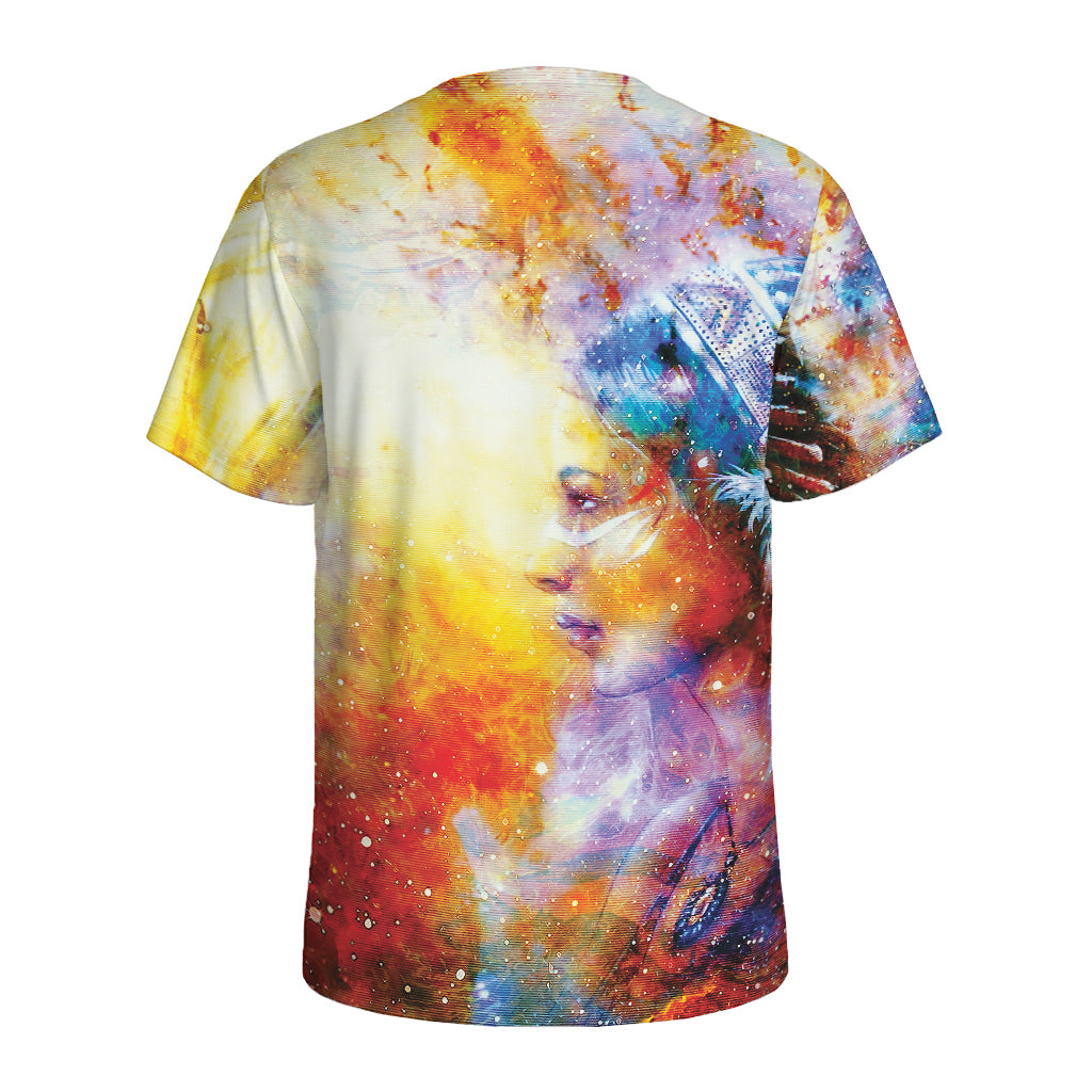 Galaxy Native Indian Woman Print Men's Sports T-Shirt