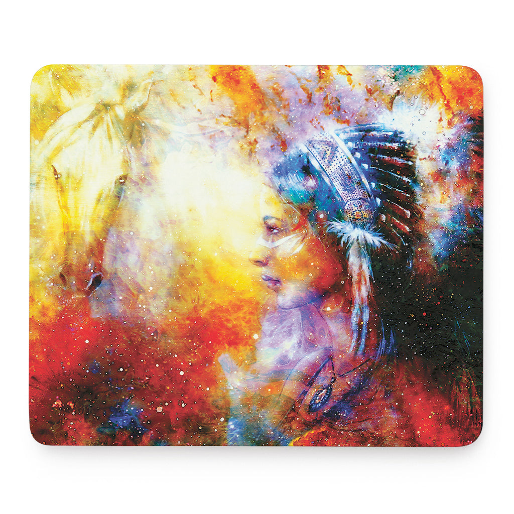Galaxy Native Indian Woman Print Mouse Pad