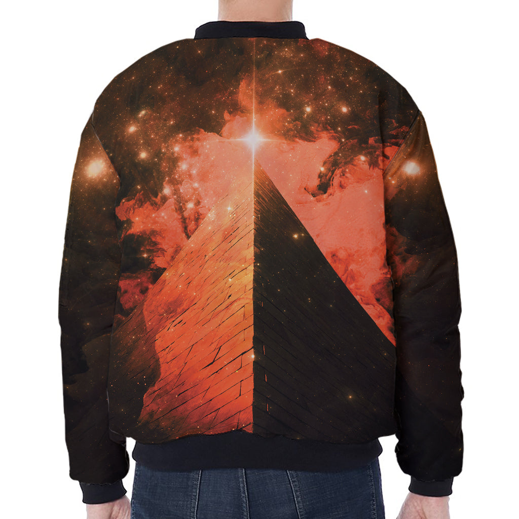 Galaxy Pyramid Print Zip Sleeve Bomber Jacket