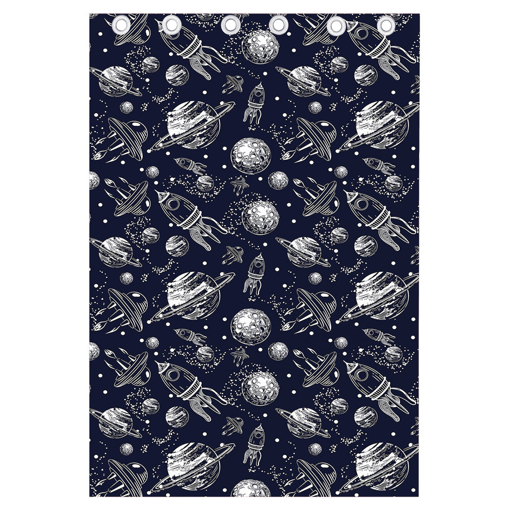 Galaxy UFO Pattern Print Curtain