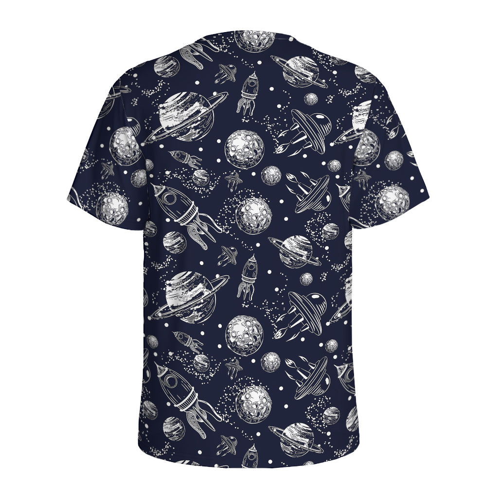 Galaxy UFO Pattern Print Men's Sports T-Shirt