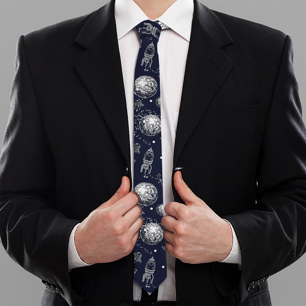 Galaxy UFO Pattern Print Necktie