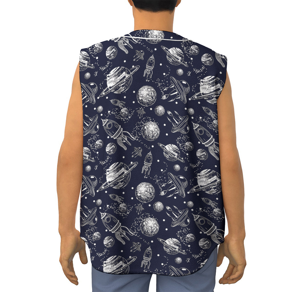 Galaxy UFO Pattern Print Sleeveless Baseball Jersey