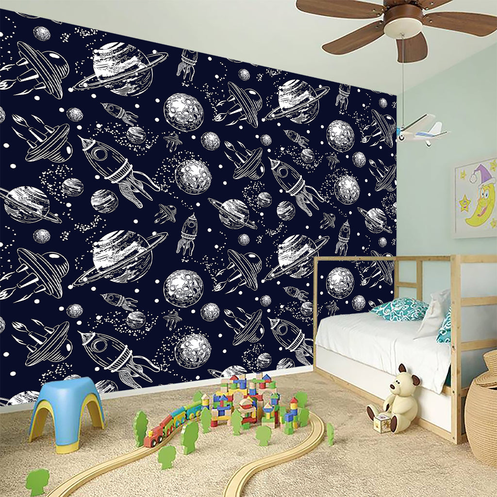 Galaxy UFO Pattern Print Wall Sticker