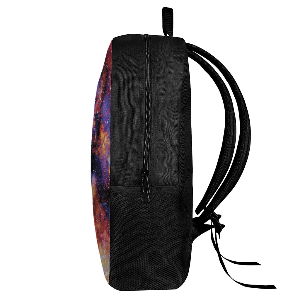 Galaxy Wolf Portrait Print 17 Inch Backpack