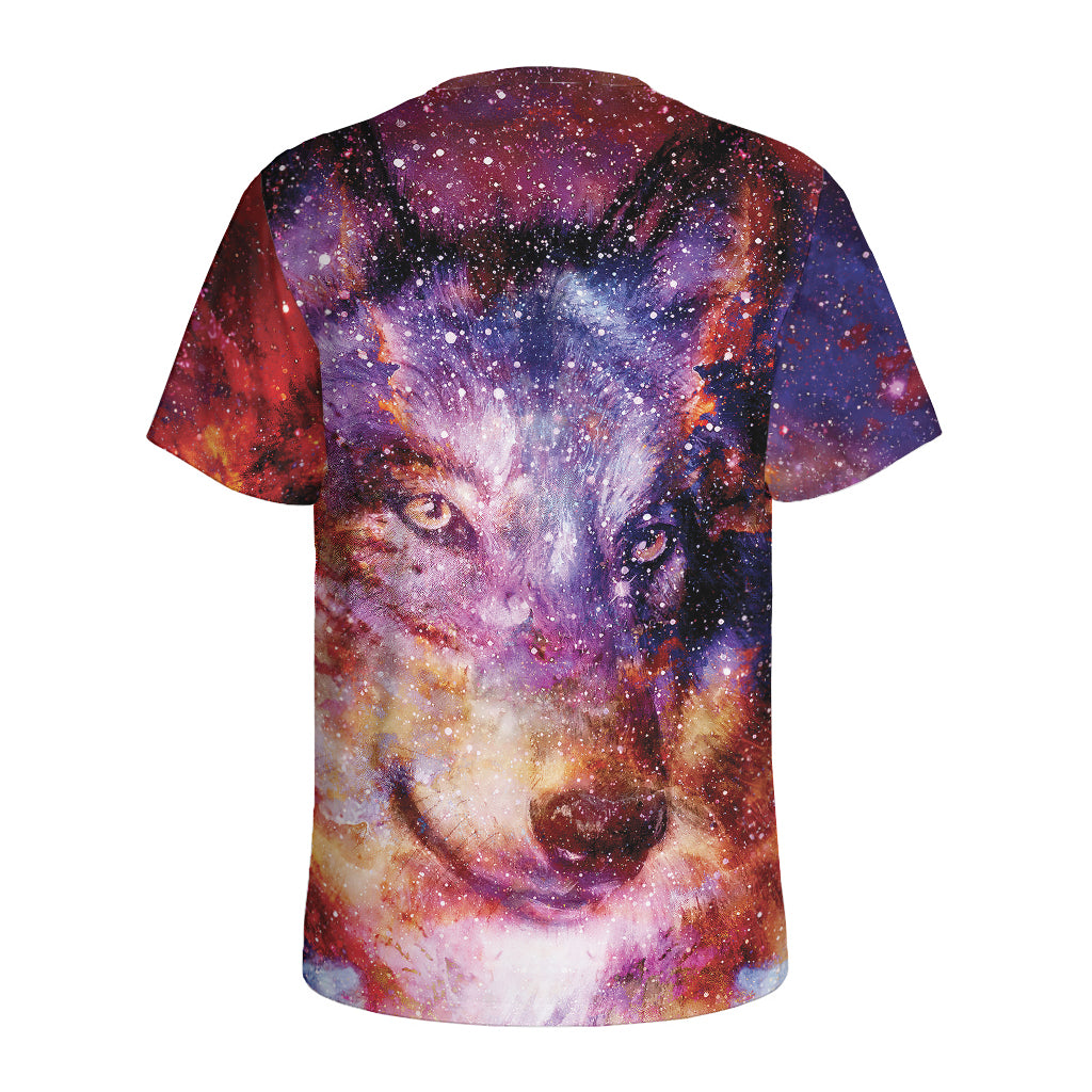 Galaxy Wolf Portrait Print Men's Sports T-Shirt
