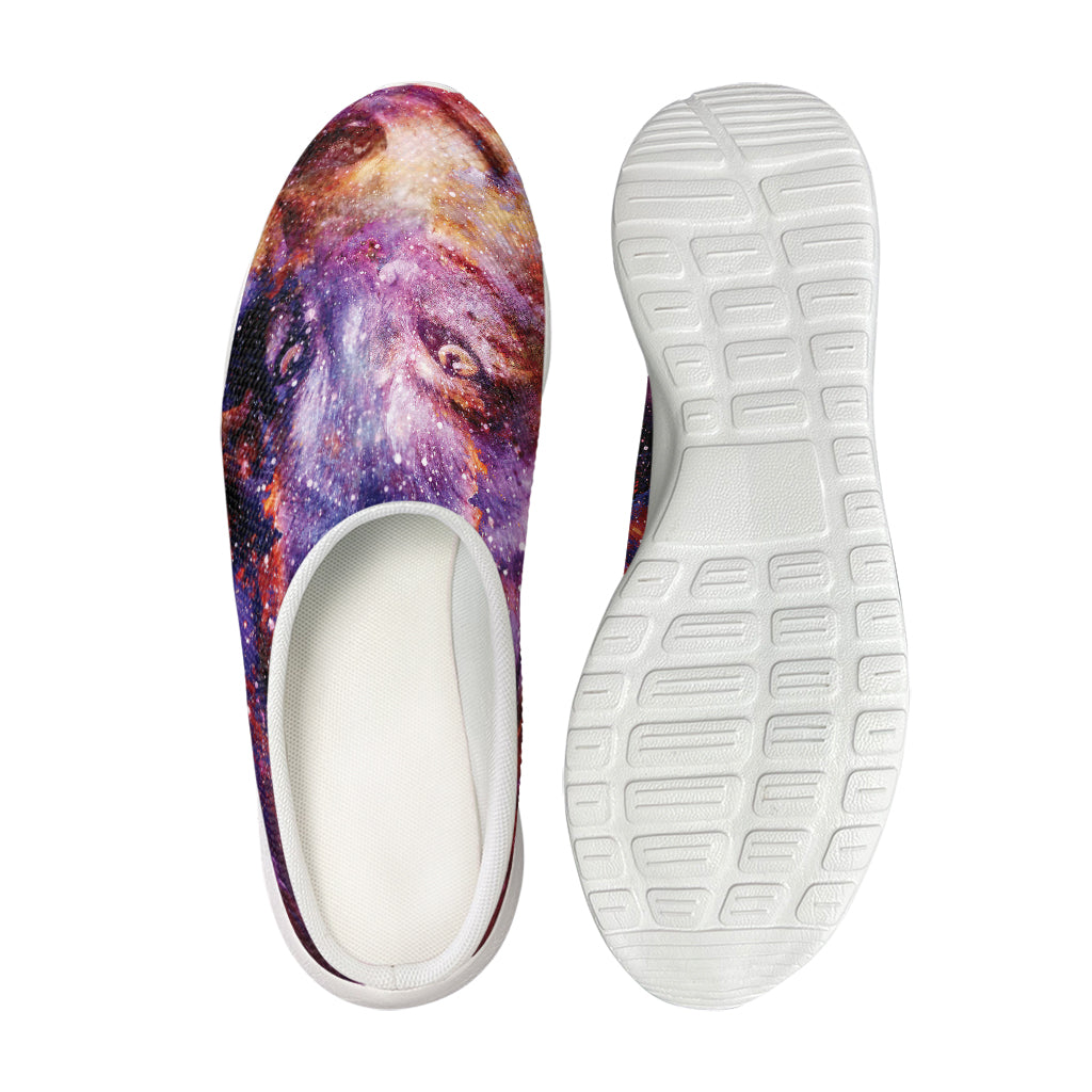 Galaxy Wolf Portrait Print Mesh Casual Shoes