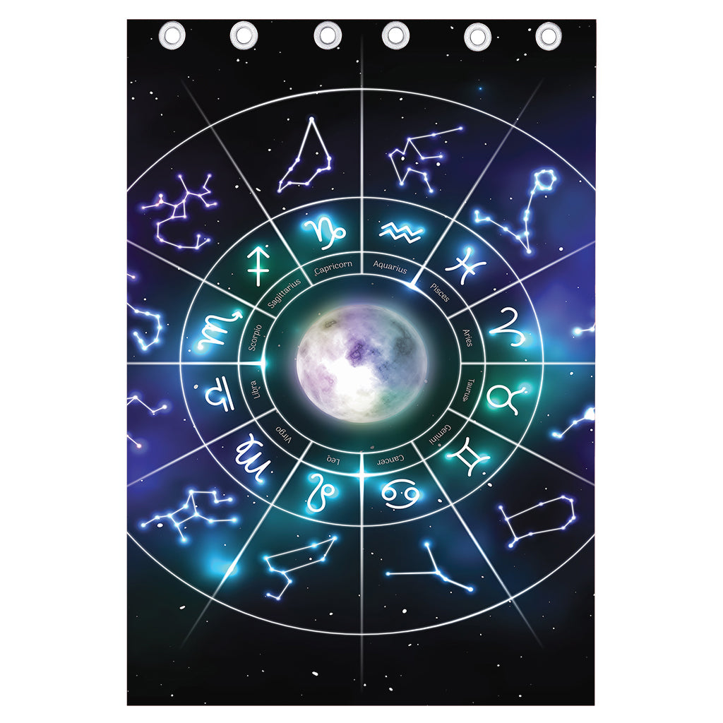 Galaxy Zodiac Wheel Print Curtain