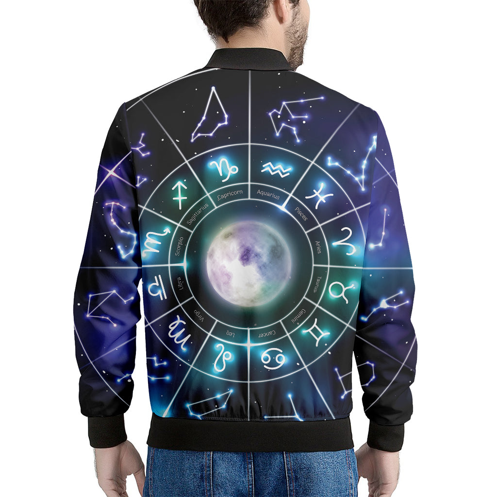 Galaxy Zodiac Wheel Print Men's Bomber Jacket