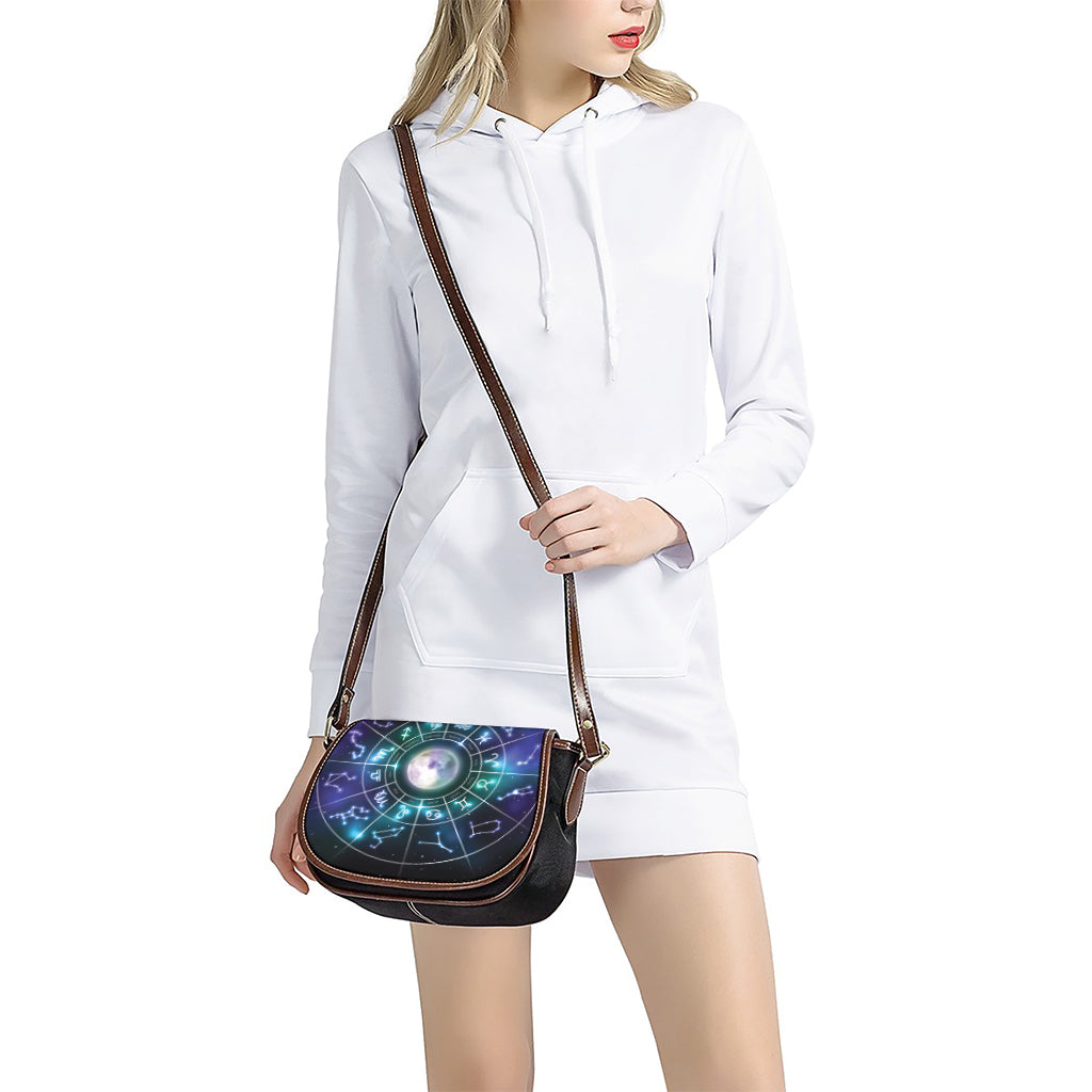 Galaxy Zodiac Wheel Print Saddle Bag