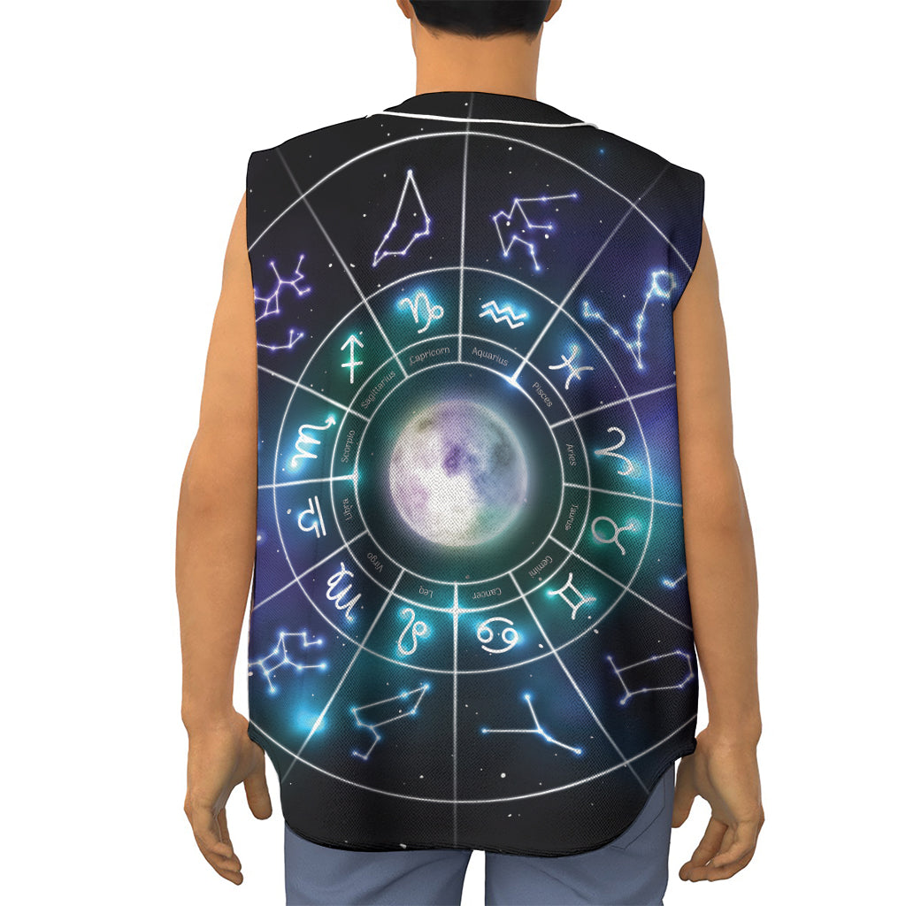 Galaxy Zodiac Wheel Print Sleeveless Baseball Jersey