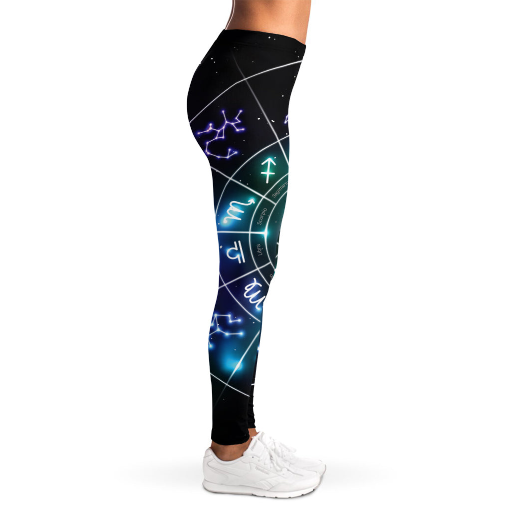 Galaxy Zodiac Wheel Print Women's Leggings