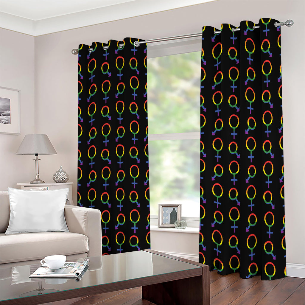 Gay Pride Gender Symbol Pattern Print Extra Wide Grommet Curtains
