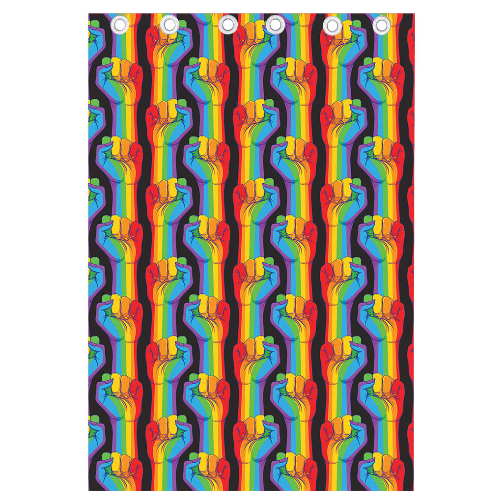 Gay Pride Hand Sign Pattern Print Curtain