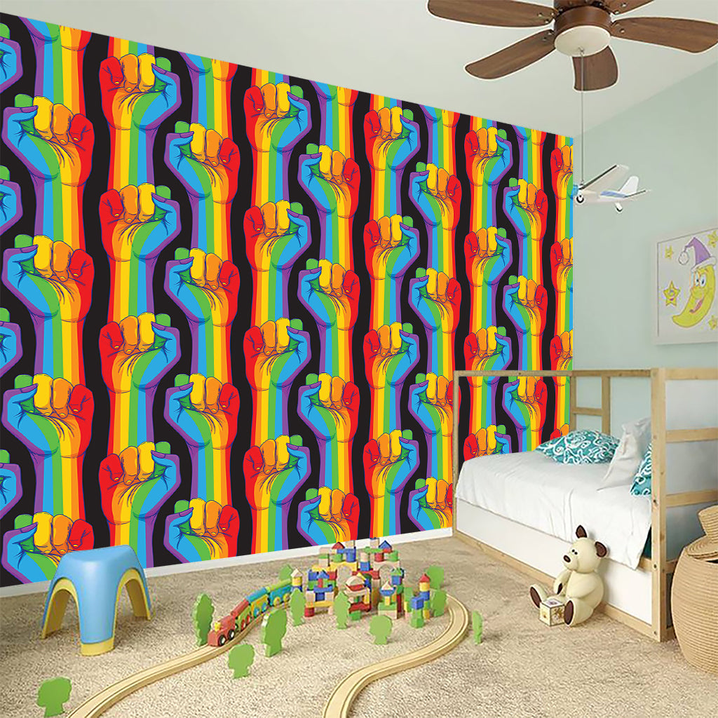 Gay Pride Hand Sign Pattern Print Wall Sticker
