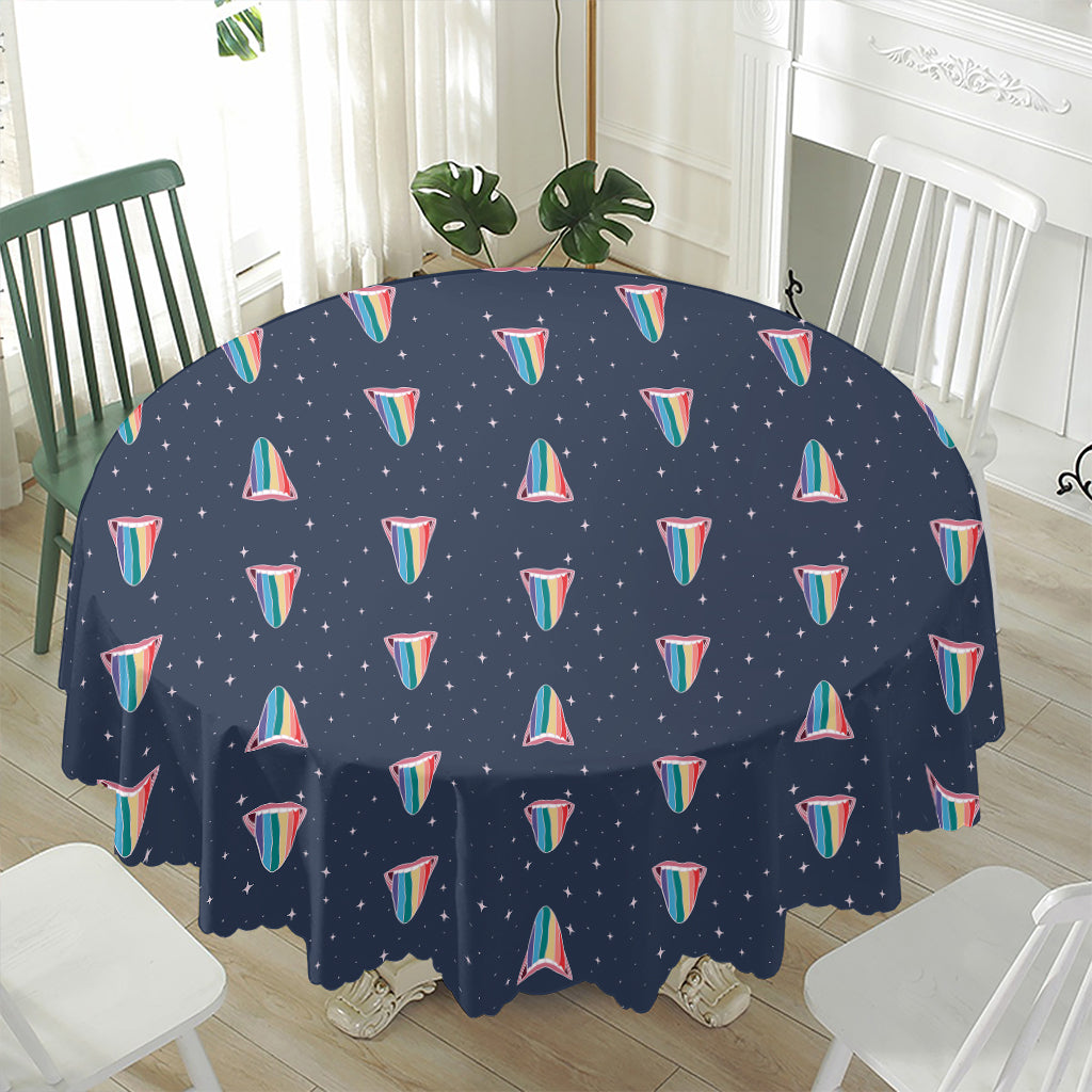 Gay Pride Tongue Pattern Print Waterproof Round Tablecloth