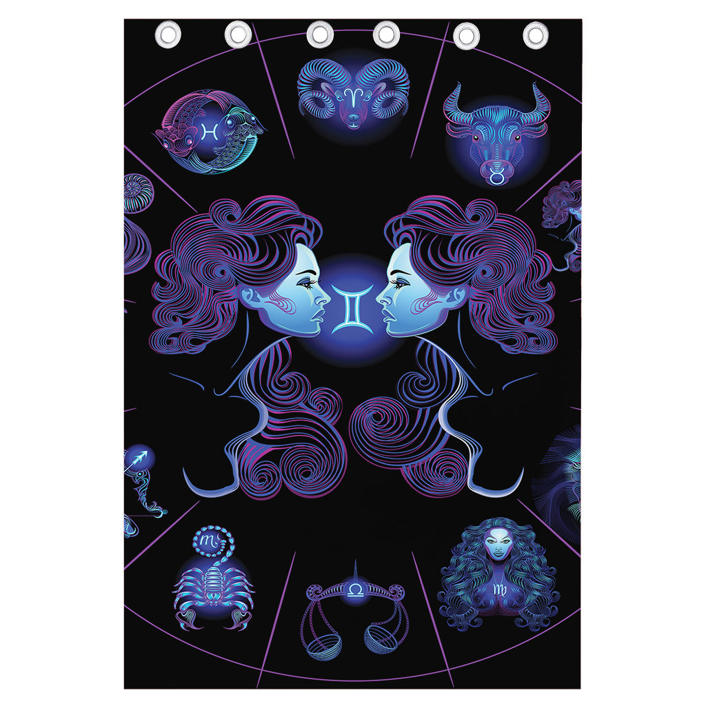 Gemini And Astrological Signs Print Curtain