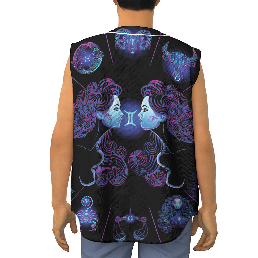 Gemini And Astrological Signs Print Sleeveless Baseball Jersey