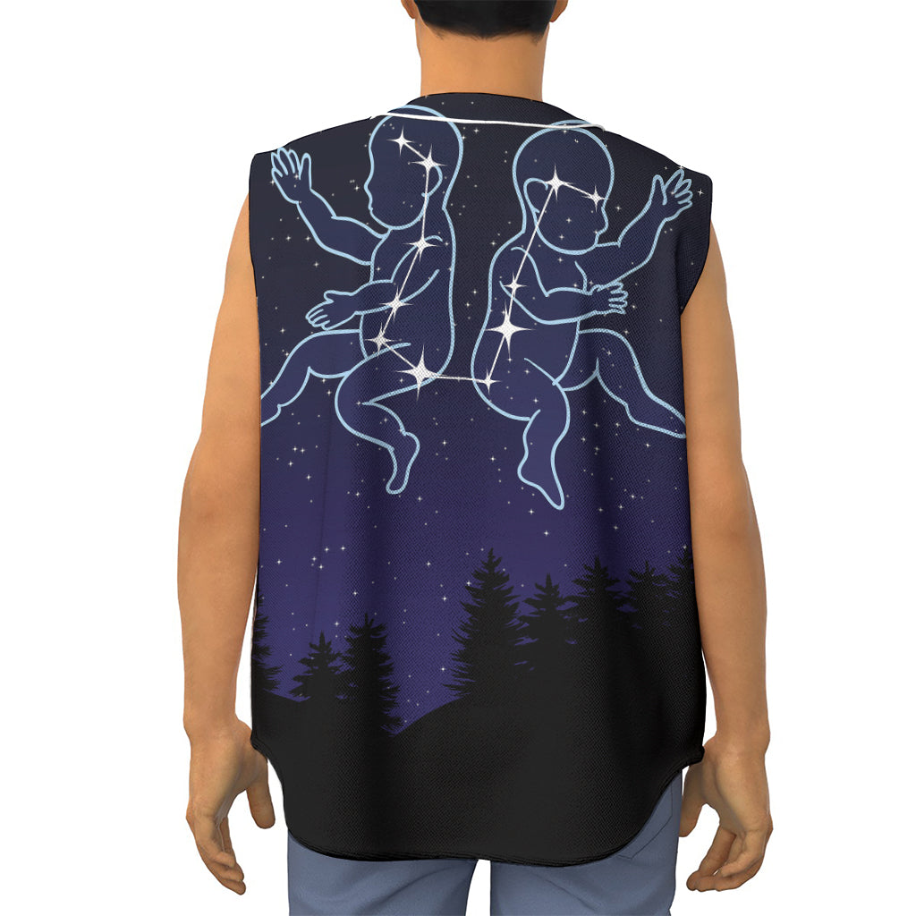 Gemini Constellation Print Sleeveless Baseball Jersey