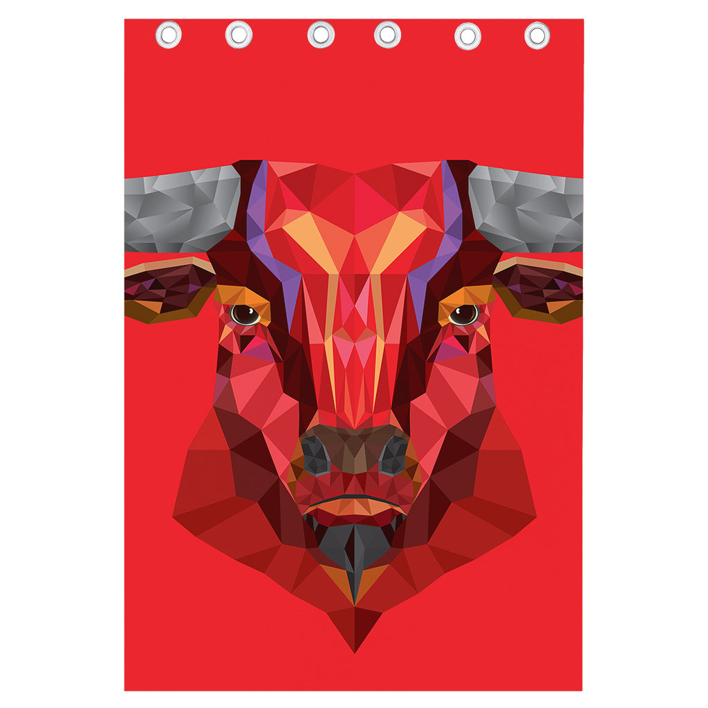 Geometric Bull Skull Print Curtain