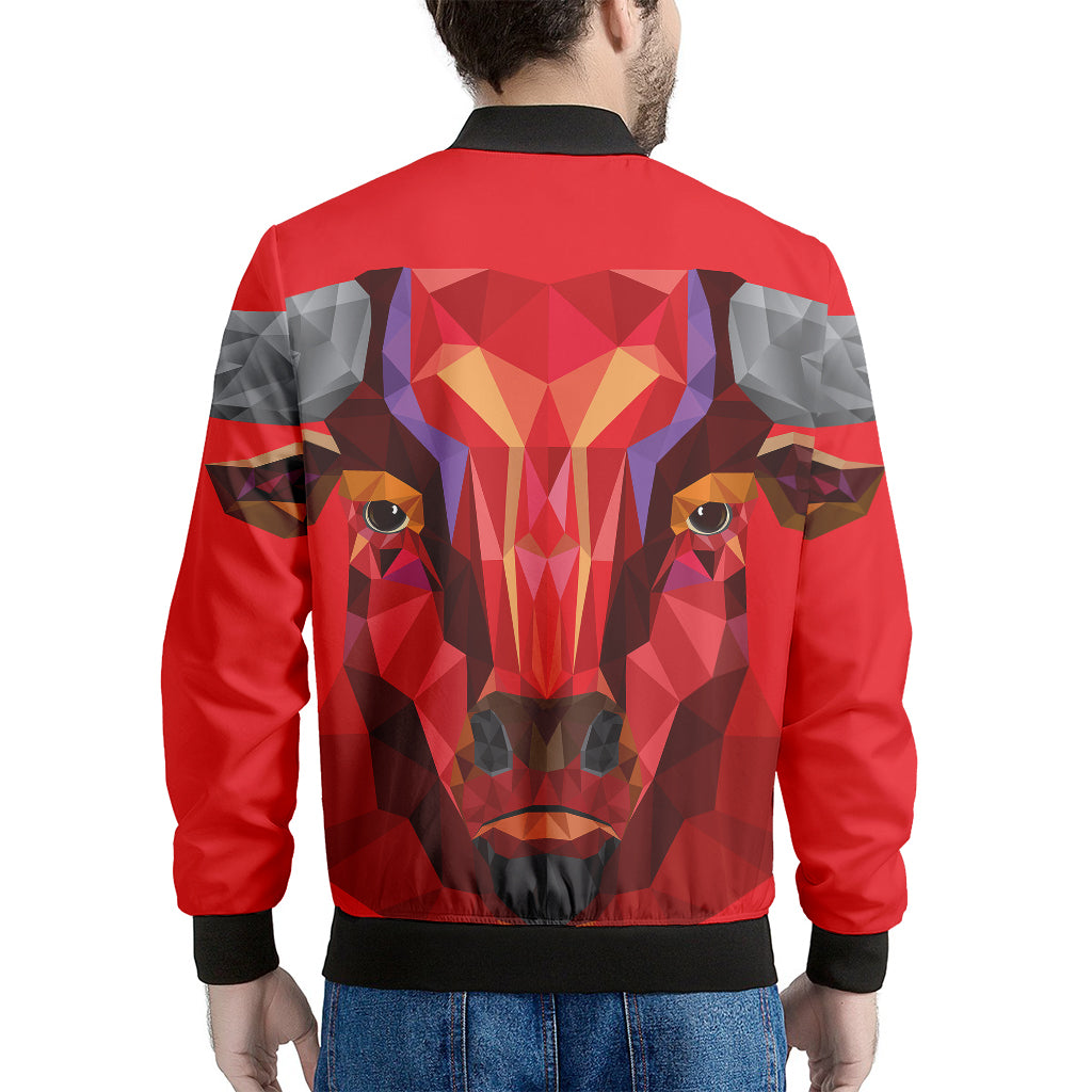 Geometric Bull Skull Print Men's Bomber Jacket
