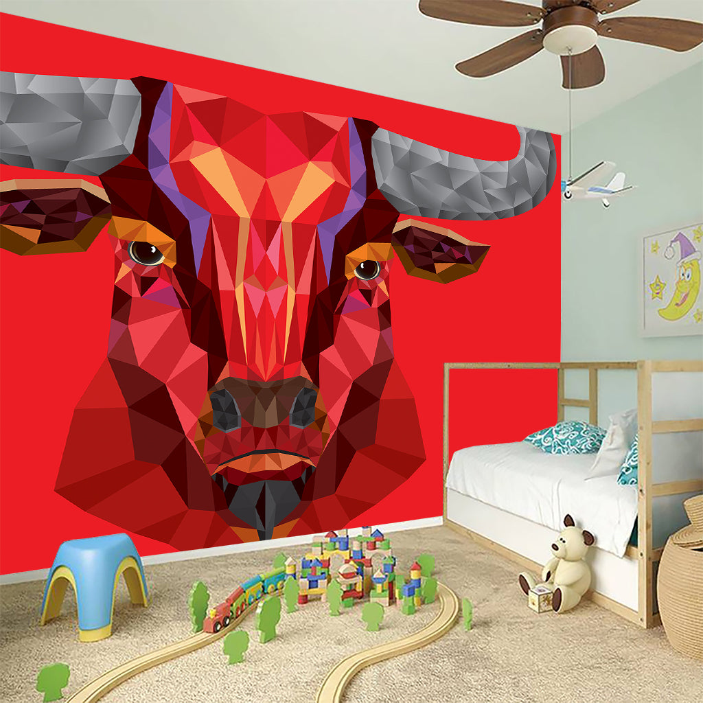 Geometric Bull Skull Print Wall Sticker