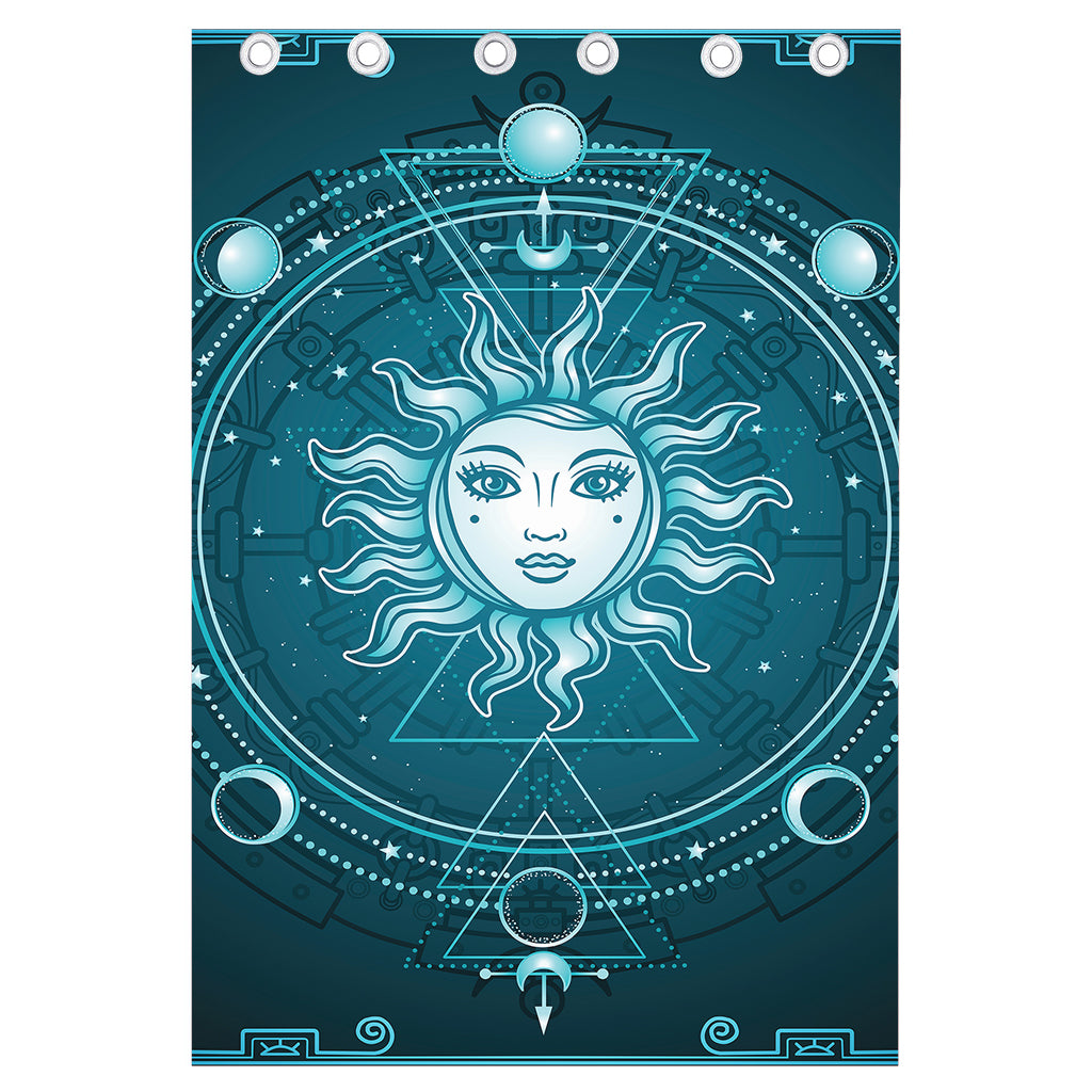 Geometric Celestial Sun And Moon Print Curtain