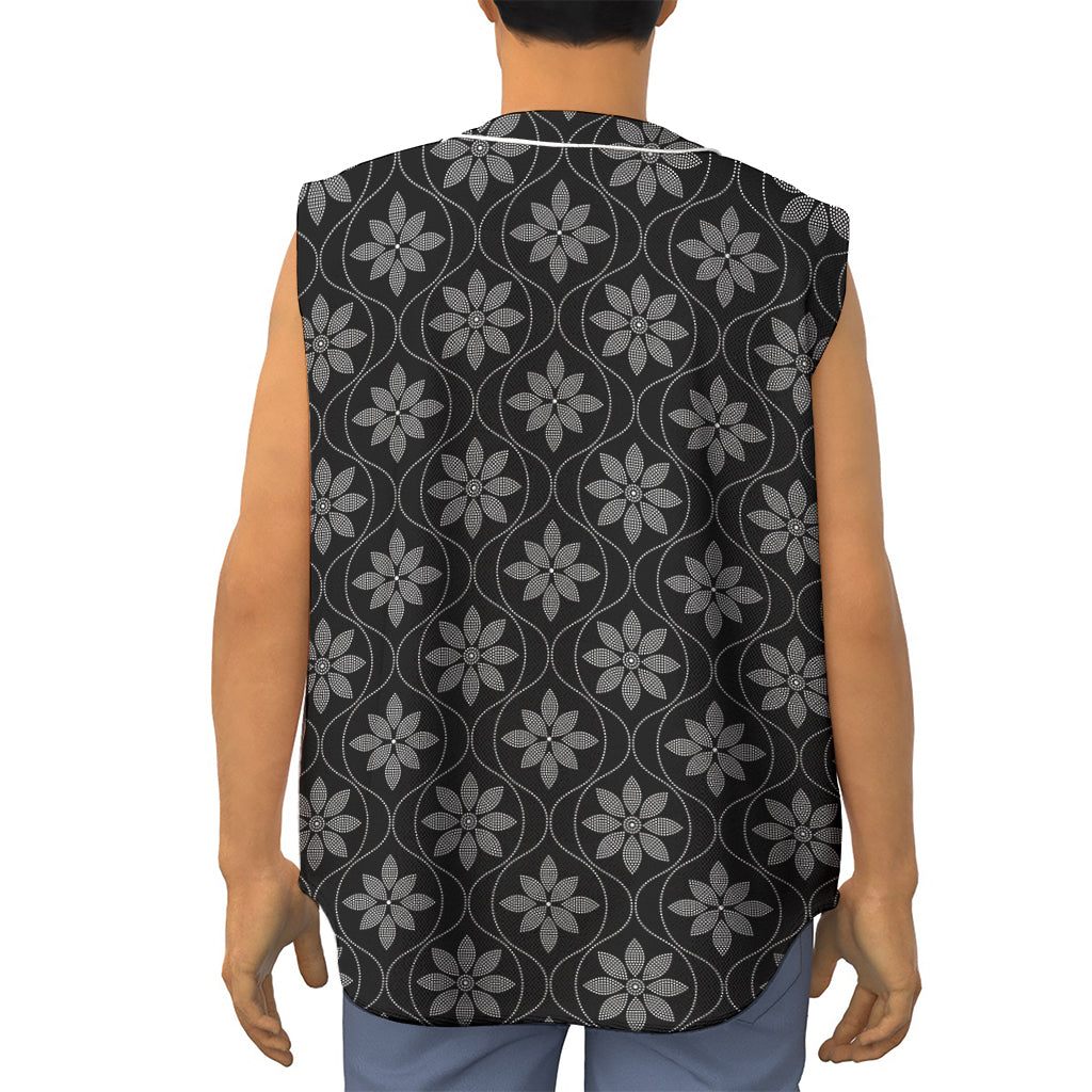 Geometric Dot Flower Pattern Print Sleeveless Baseball Jersey
