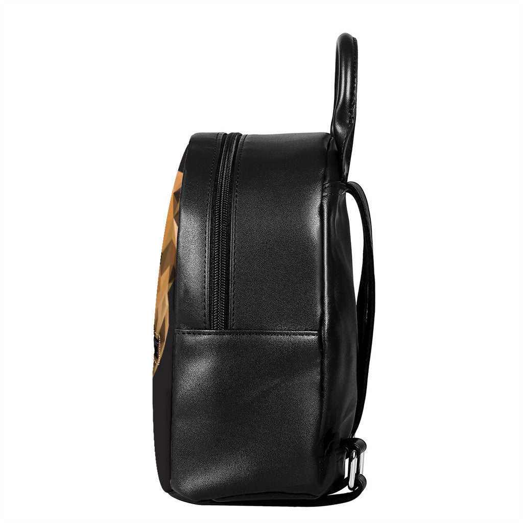 Geometric English Bulldog Print Leather Backpack