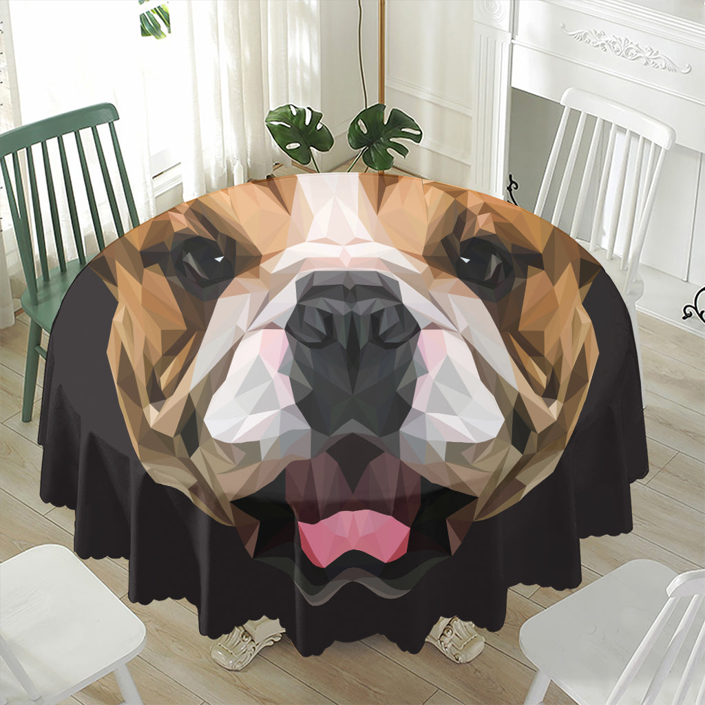 Geometric English Bulldog Print Waterproof Round Tablecloth
