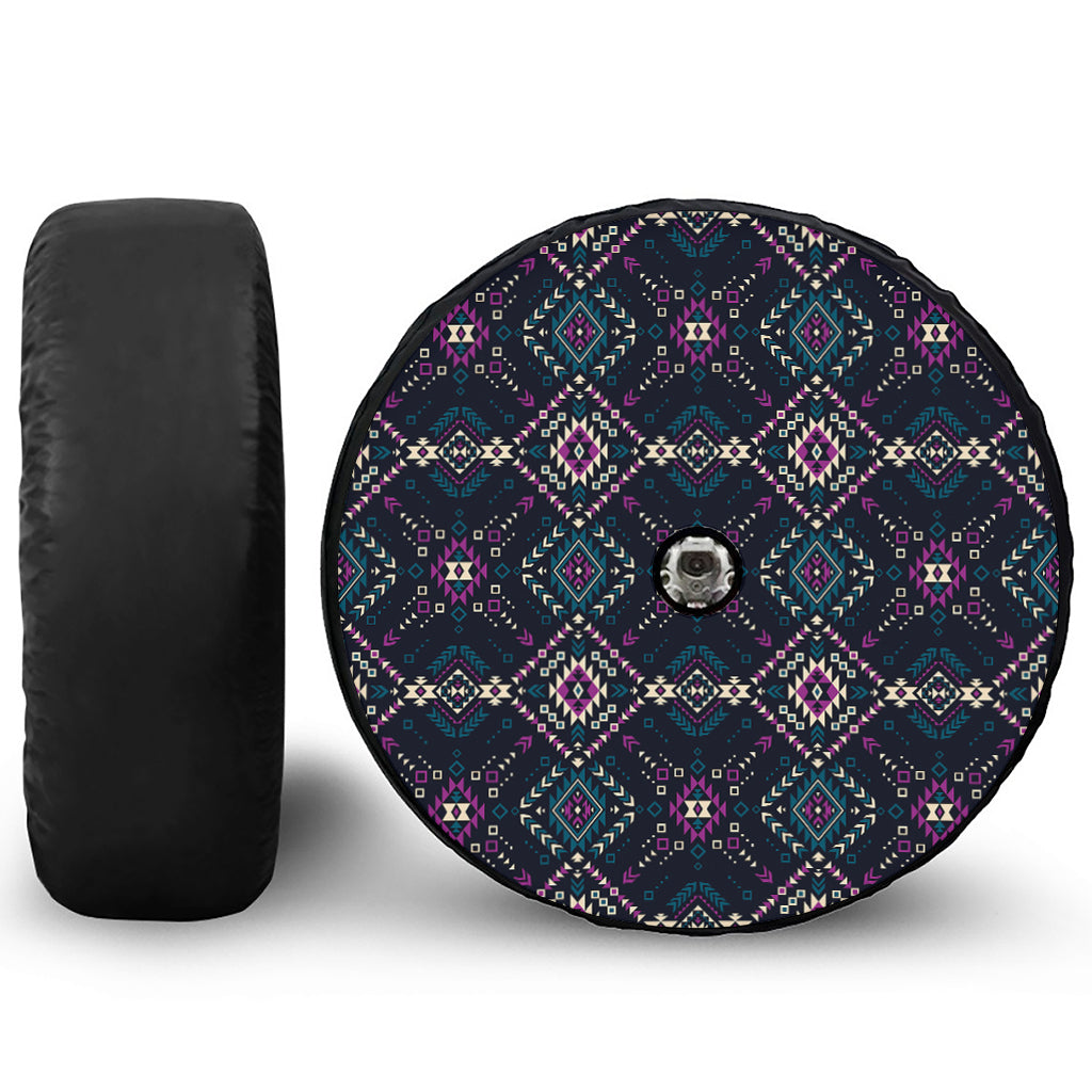 Geometric Ethnic Navajo Pattern Print Tire Cover With Camera Hole