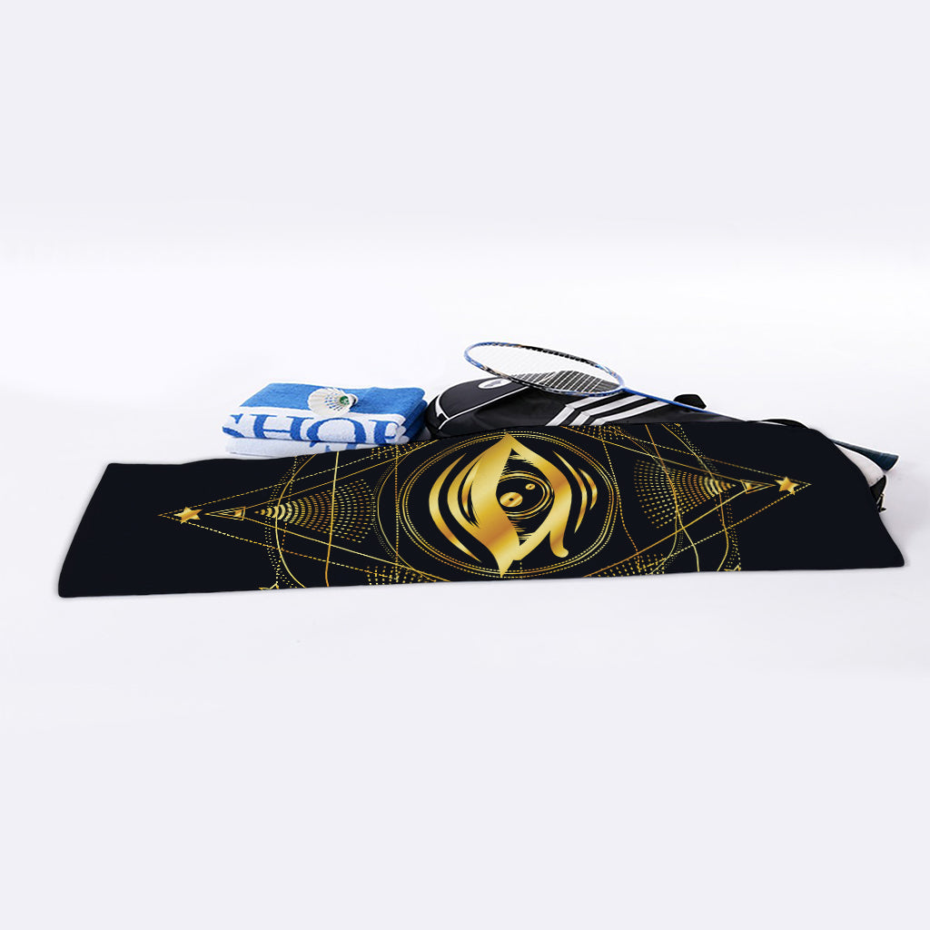 Geometric Eye of Providence Print Sports Towel