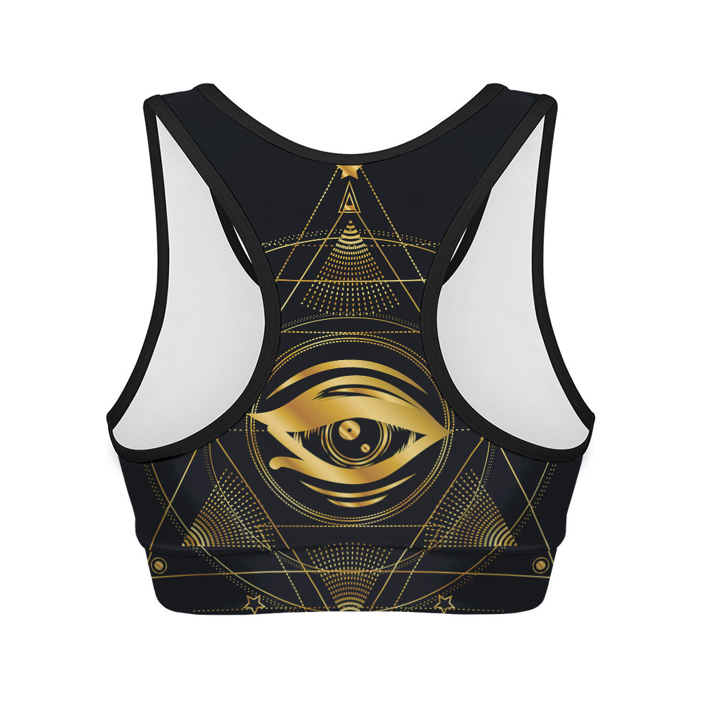Geometric Eye of Providence Print Women's Sports Bra