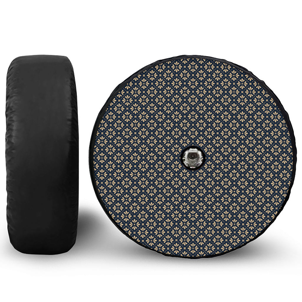 Geometric Floral Print Tire Cover With Camera Hole