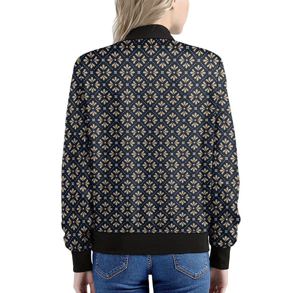 Geometric Floral Print Women's Bomber Jacket