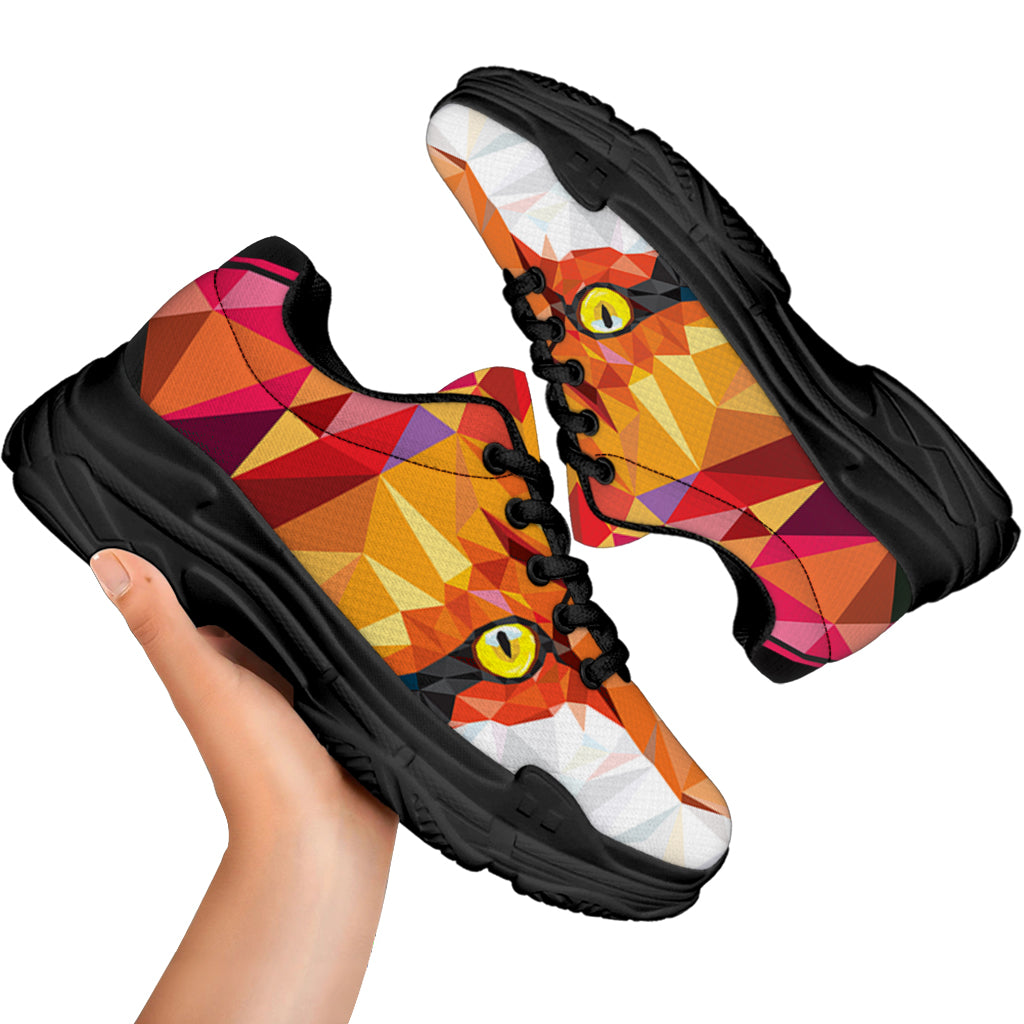 Geometric Fox Print Black Chunky Shoes