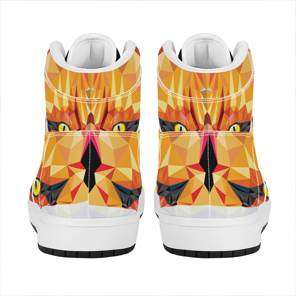 Geometric Fox Print High Top Leather Sneakers