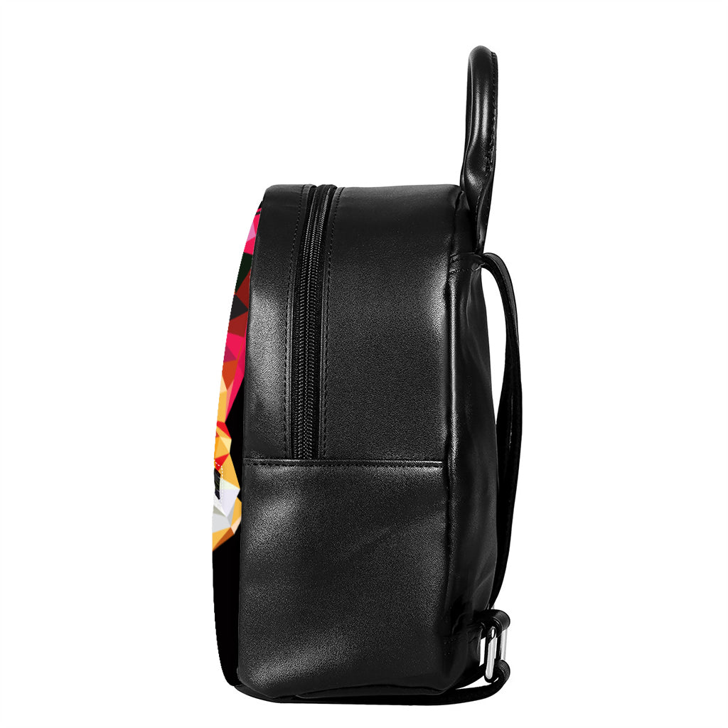 Geometric Fox Print Leather Backpack