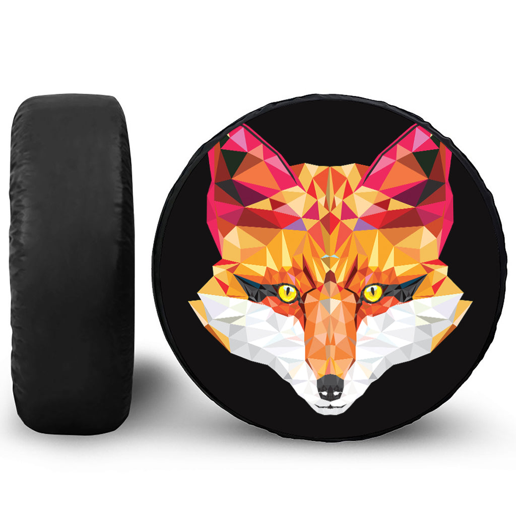 Geometric Fox Print Leather Spare Tire Cover