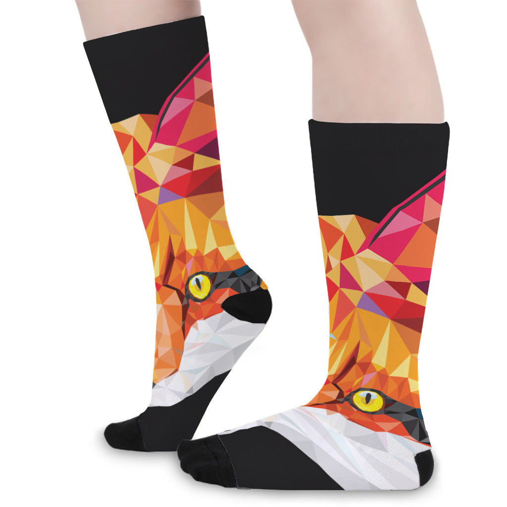 Geometric Fox Print Long Socks