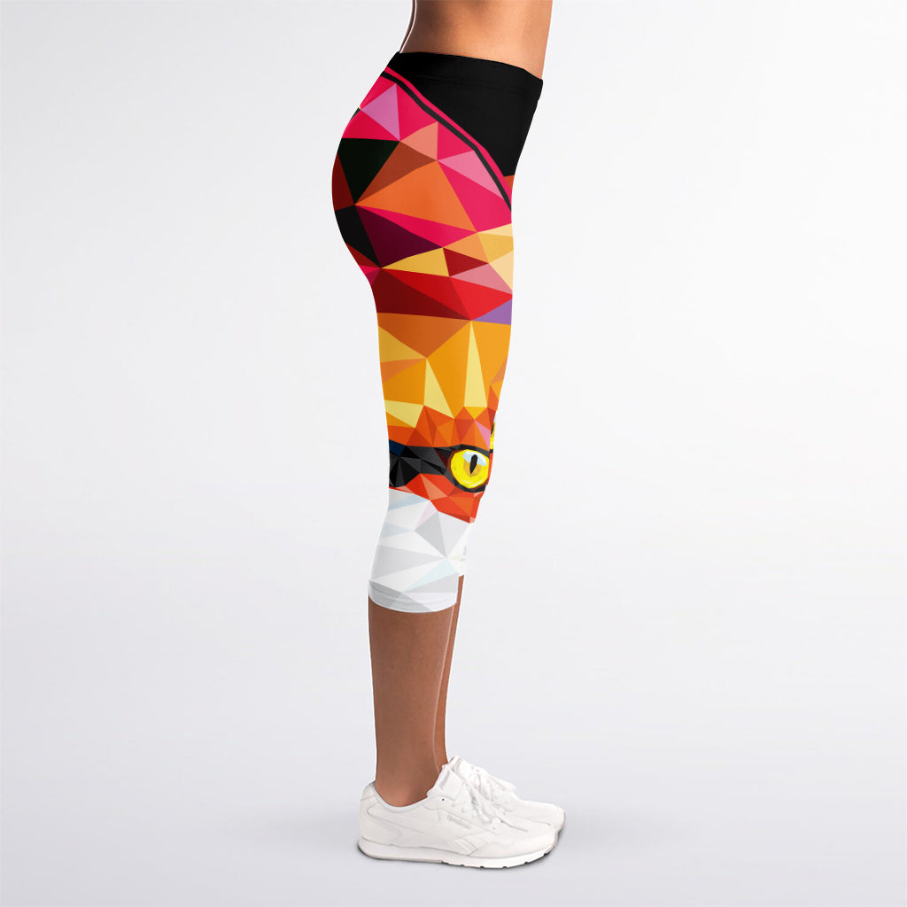Geometric Fox Print Women's Capri Leggings