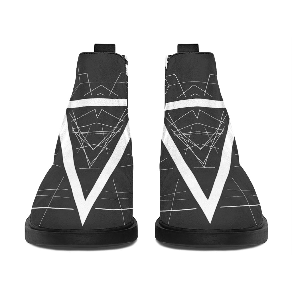 Geometric Inverted Pentagram Print Flat Ankle Boots