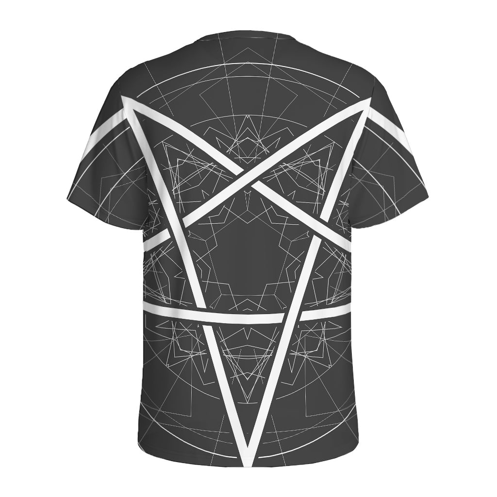 Geometric Inverted Pentagram Print Men's Sports T-Shirt