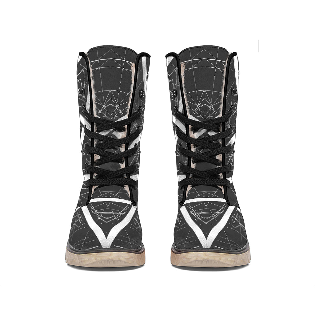 Geometric Inverted Pentagram Print Winter Boots