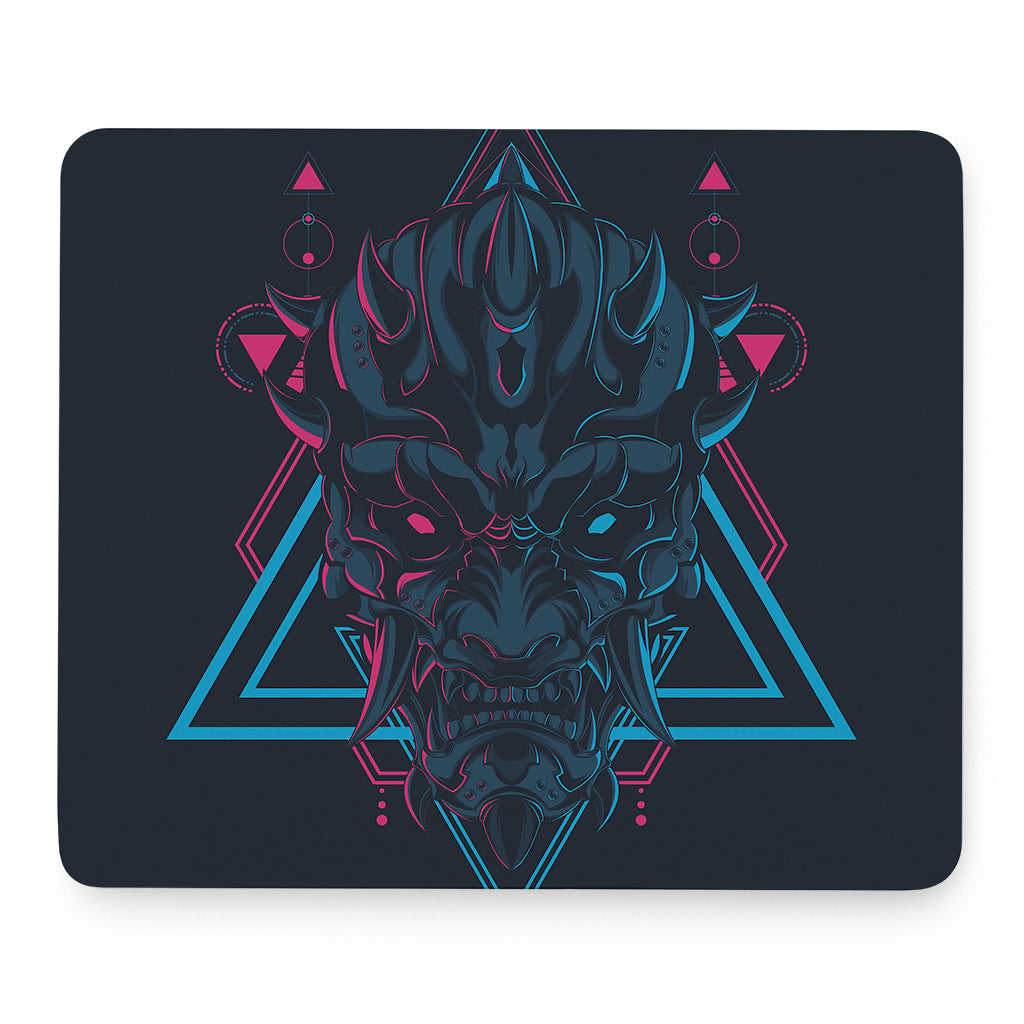 Geometric Japanese Demon Print Mouse Pad