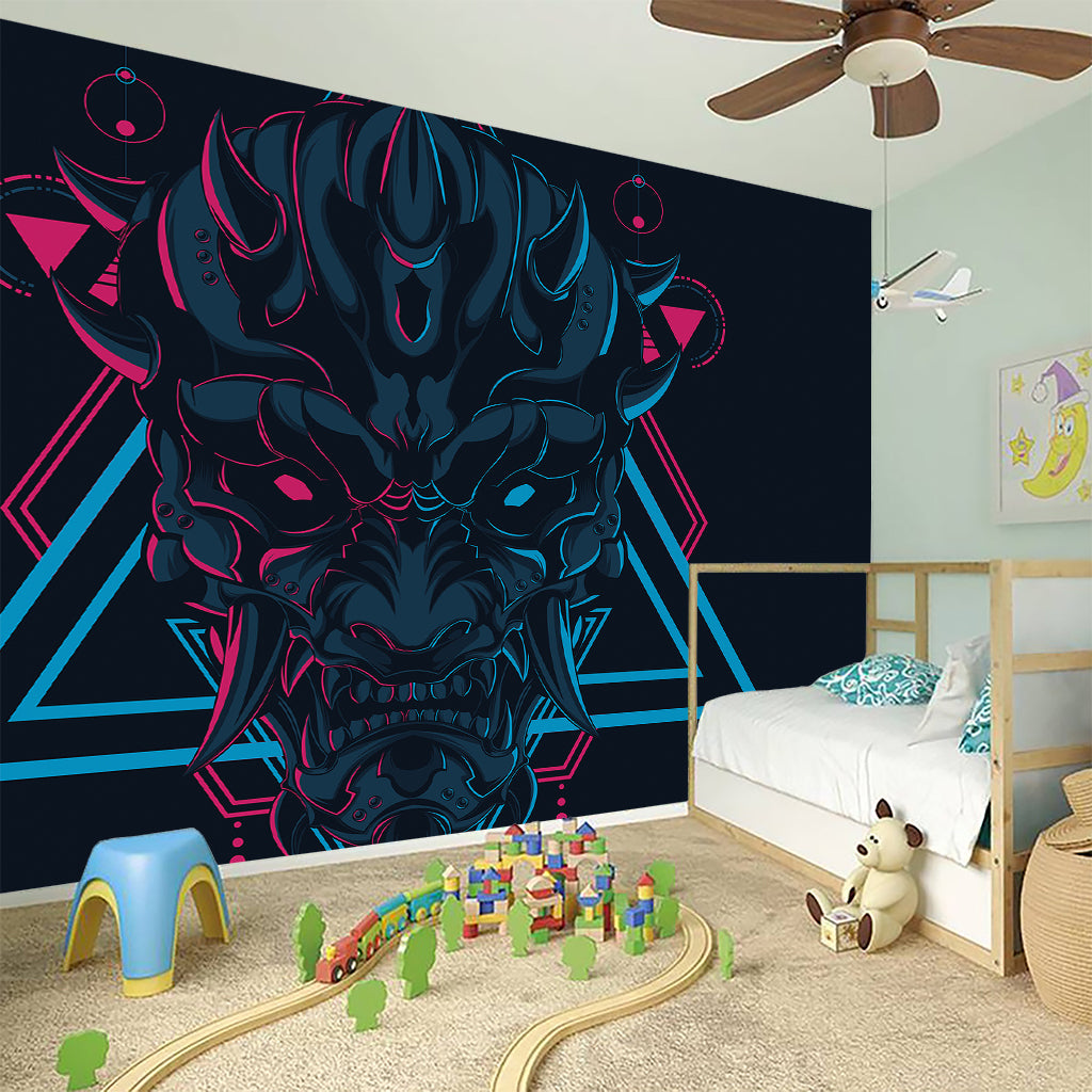 Geometric Japanese Demon Print Wall Sticker