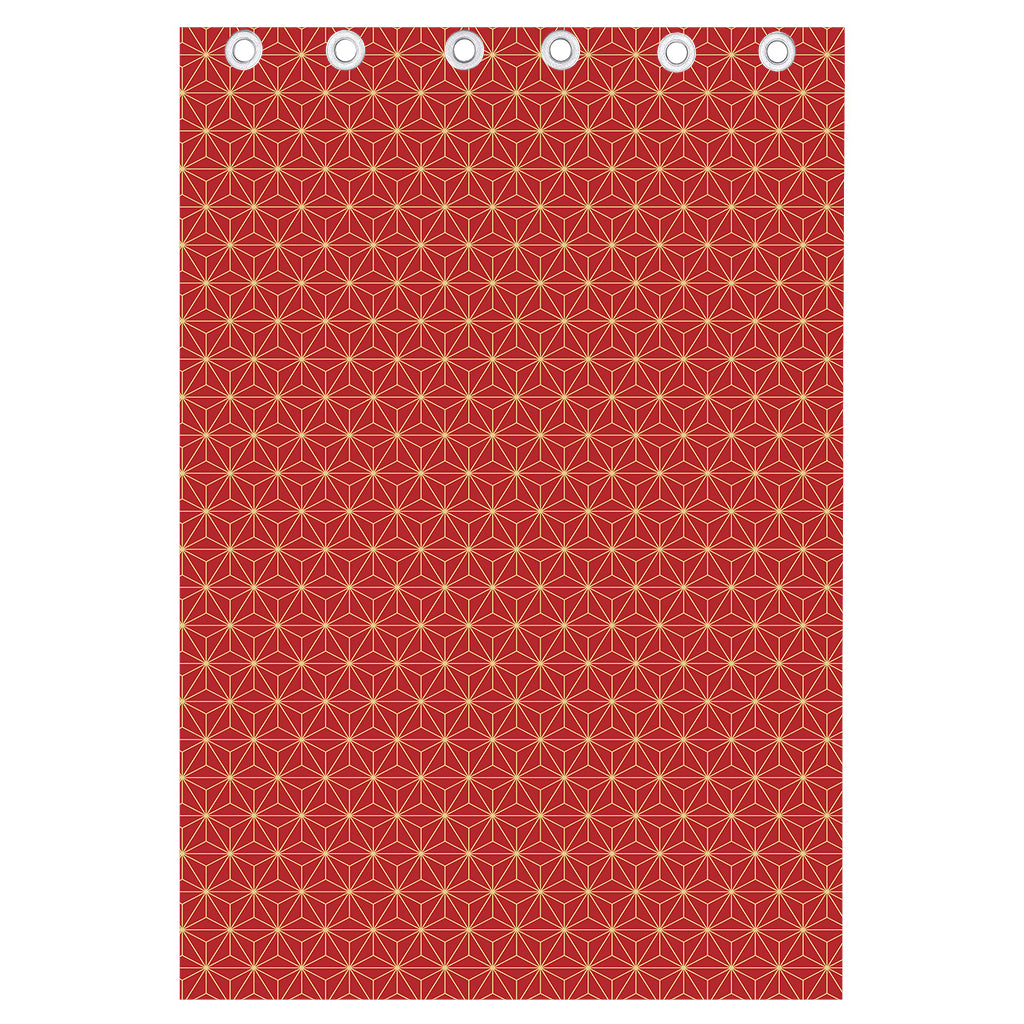 Geometric Japanese Floral Pattern Print Curtain