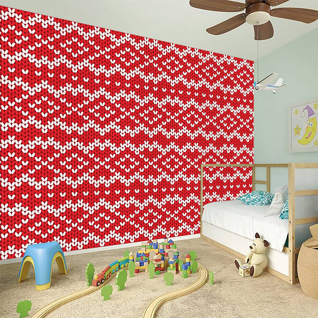 Geometric Knitted Pattern Print Wall Sticker