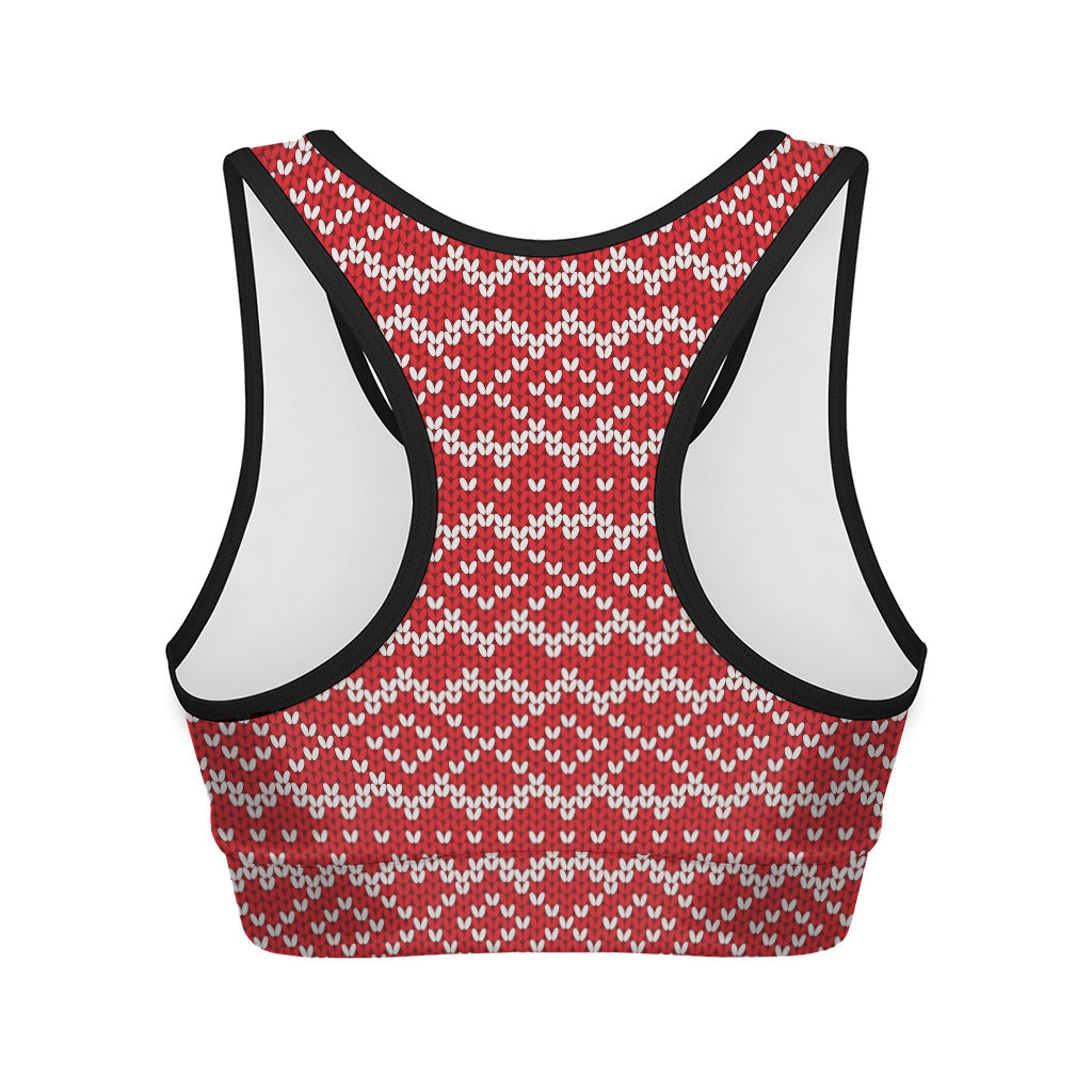Geometric Knitted Pattern Print Women's Sports Bra